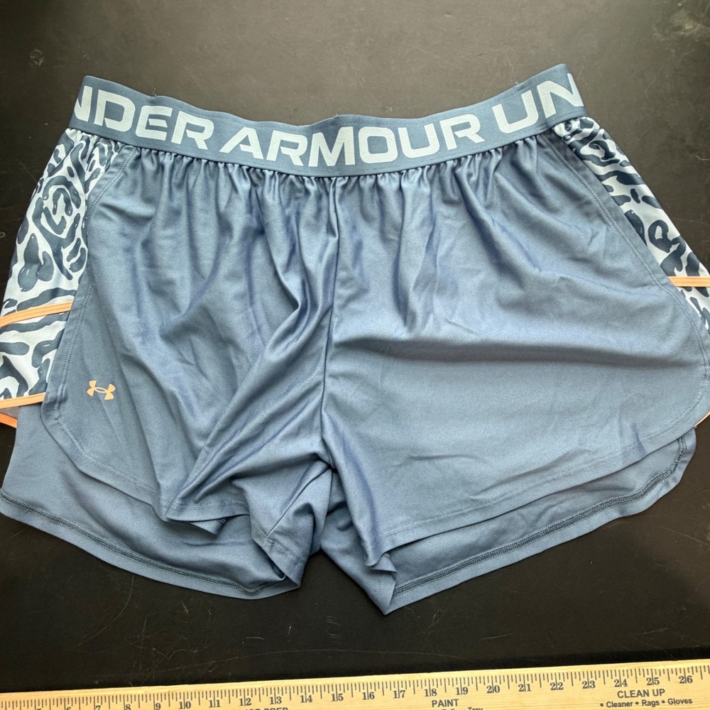 Under Armour Shorts Women 2X Blue Animal Print Athletic Gym Sporty Minimalist